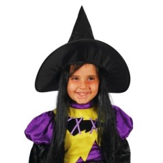 sombrero bruja negro infantil con pelo