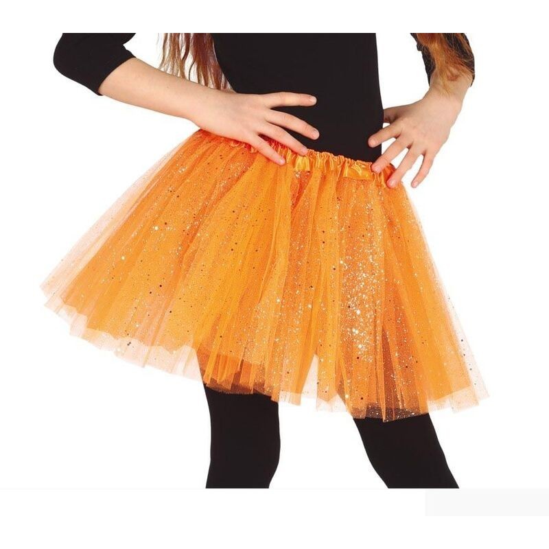 Tutu naranja con brillantina glitter 40 cm