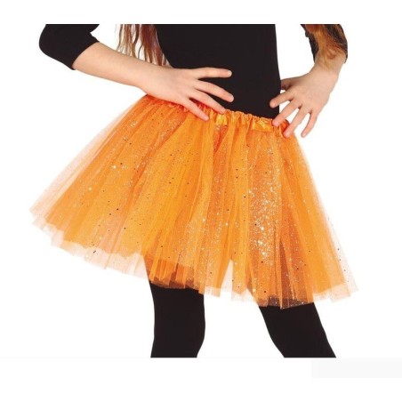 tutu naranja con brillantina glitter 40 cm