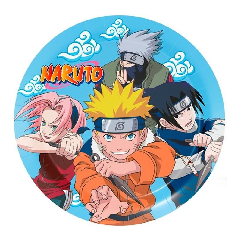 Platos Naruto cumpleaños 8 uds 23 cm