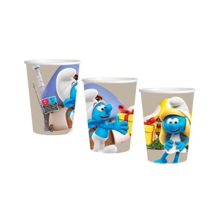 vasos los pitufos cumpleanos 8 uds