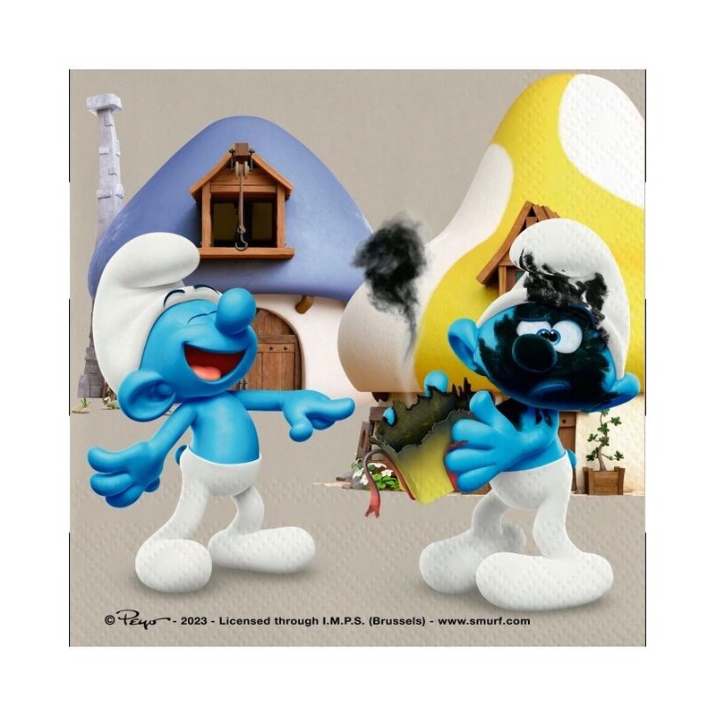 Servilletas Los Pitufos  cumpleños 20 uds 33 cm