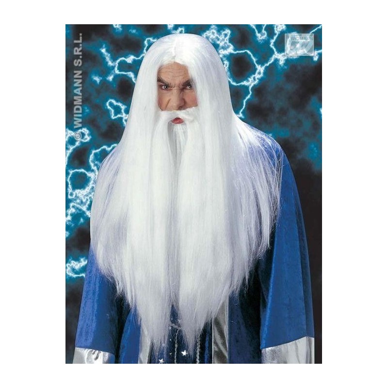 Peluca y barba mago blanco