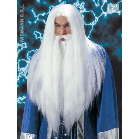 Peluca y barba mago blanco 8003558061372 M6137
