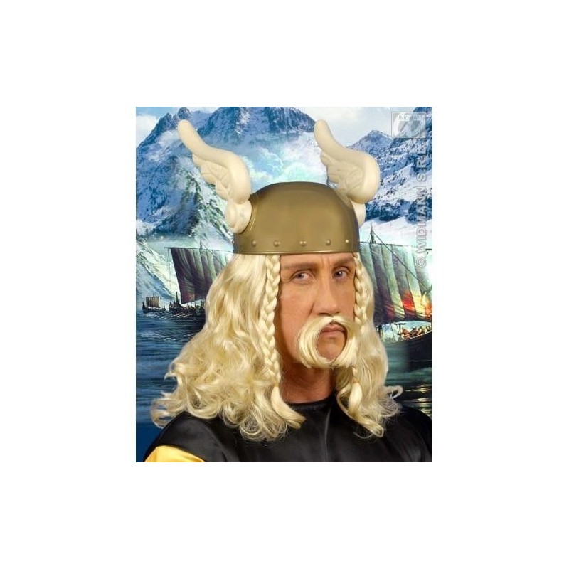 Peluca galo con bigote en caja