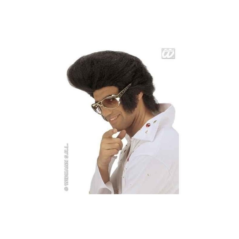 Peluca elvis rey del rock`n`roll negra