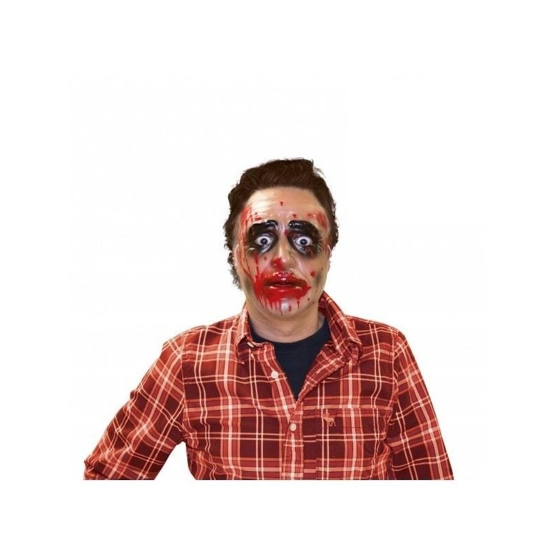 Mascara zombie hombre transparente sangre
