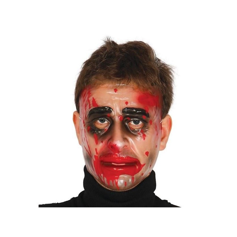 Careta transparente hombre con sangre