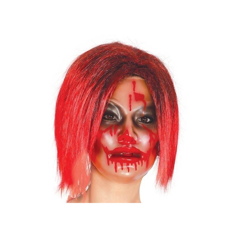 Careta transparente mujer con sangre terror