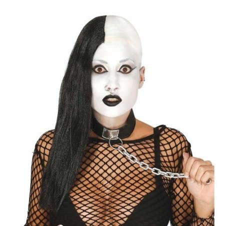 Peluca negra media cabeza calva rockera 8434077049716 4971