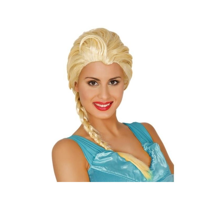 Peluca princesa de hielo elsa rubia con trenza