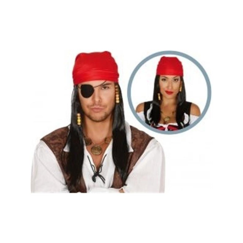 Peluca y pañuelo  pirata de los siete mares