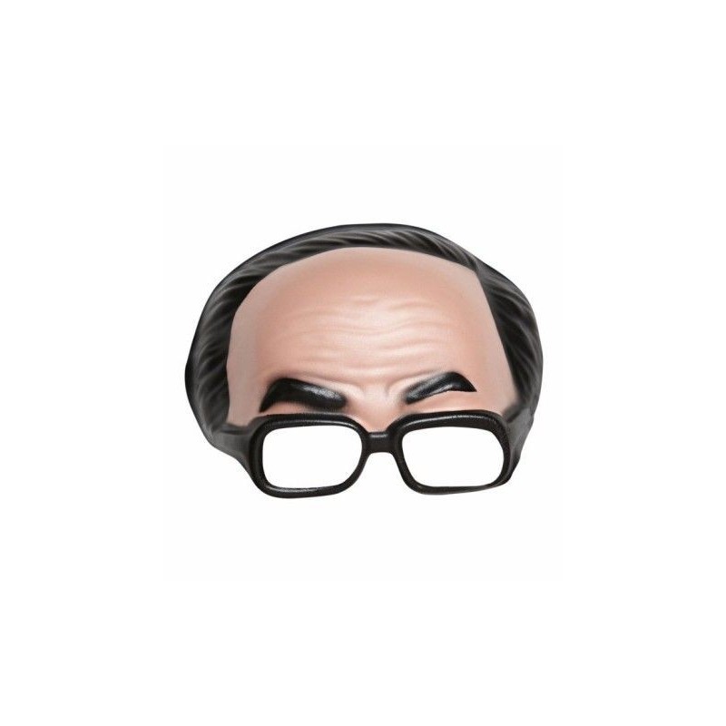 Mascara sin menton con cabello y gafas