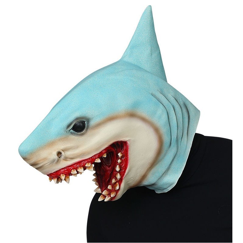 Mascara tiburon azul asesino cabeza completa