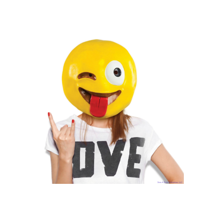 Mascara Emoji giño con lengua cabeza entera de latex 718856158140 09041FR