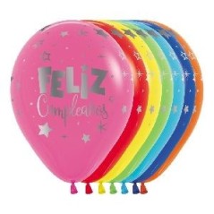 Globos feliz cumpleaños metalico 12 uds 30 cm 7703340163147 R12 CUMPMKS