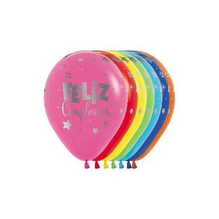Globos feliz cumpleaños metalico 12 uds 30 cm 7703340163147 R12 CUMPMKS