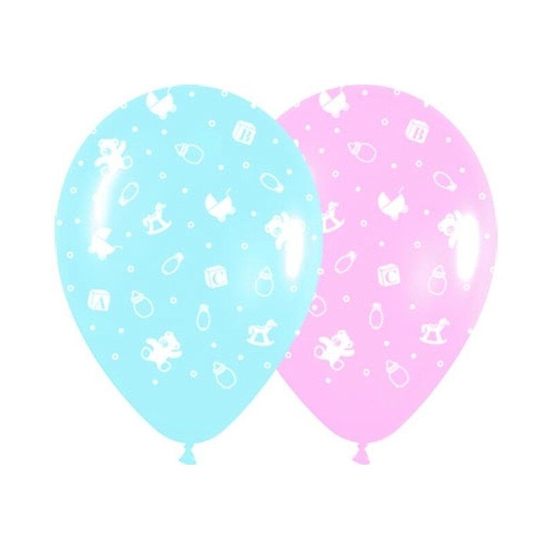 Globos rosas y azules bebe 10 uds de 12,5 cm