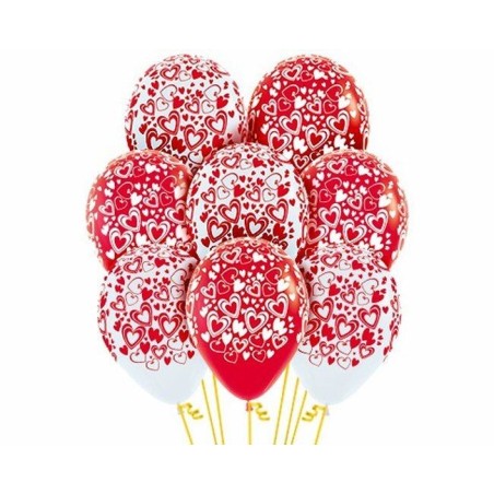 Globos corazones rojos y blancos R5 12