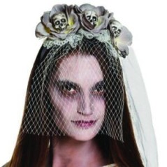 Tiara flores grises  y calaveras novia cadaver 8712026721273 72127