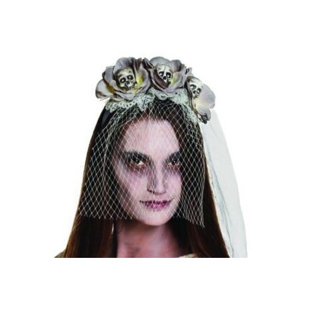 Tiara flores grises  y calaveras novia cadaver 8712026721273 72127