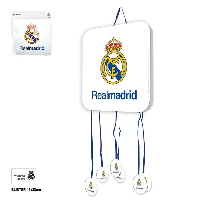Piñata cumpleaños Real Madrid oficial blanca 35x35 cm