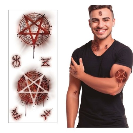 Tatuaje pentagrama satanico 30x13 cm 8434077157084 15708