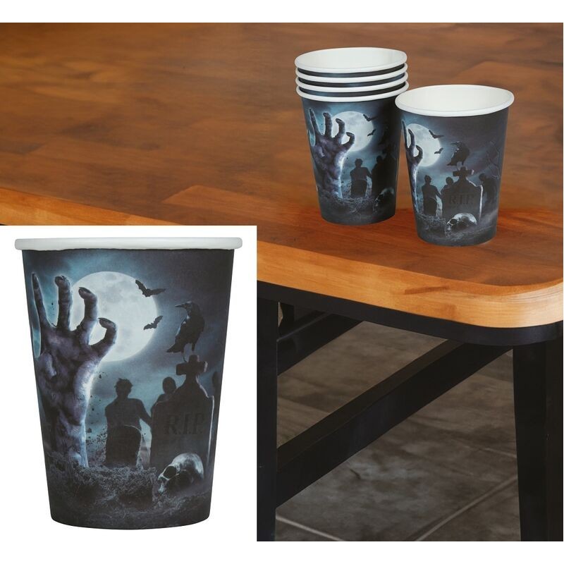 Vasos cementerio halloween 6 uds 9 cm