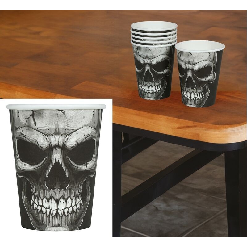 Vasos calaveras 6 uds de 9 cm