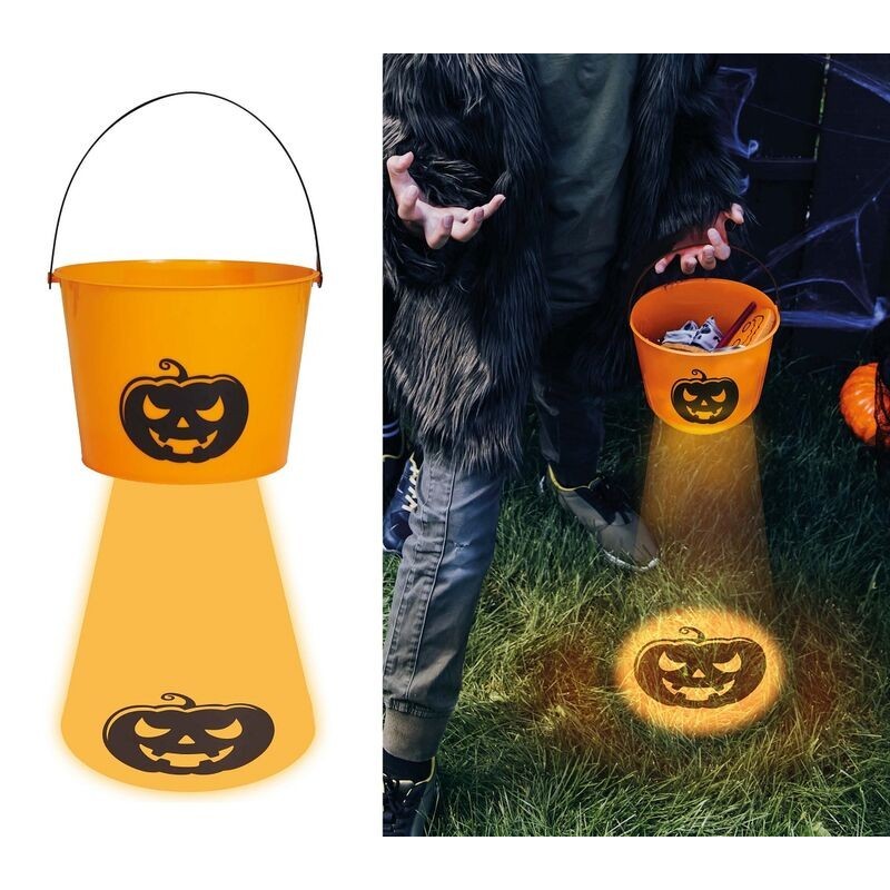 Cesto naranja caramelos halloween con luz