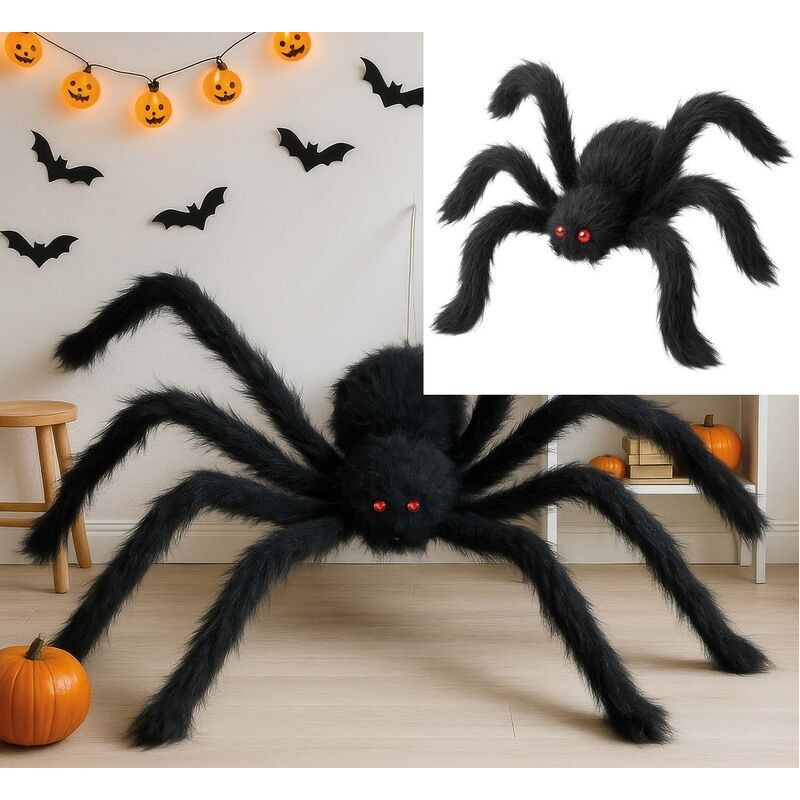 Araña negra decoracion halloween 200 cm