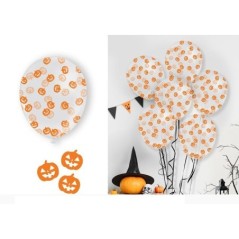 Globos transparentes con confeti calabazas 10 uds 8434077294314 29431