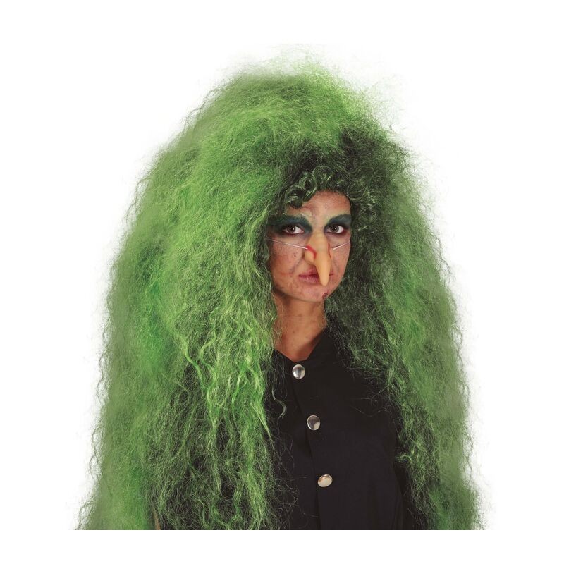 Peluca bruja verde negra