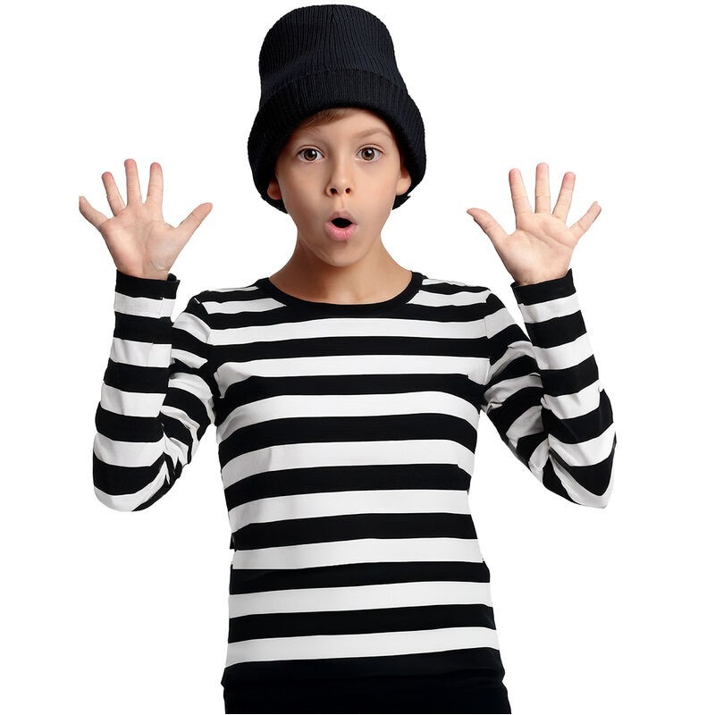 Camiseta preso rayas blancas y negras infantil tallas
