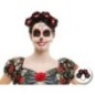 Diadema catrina rosas negras y rojas calaveras