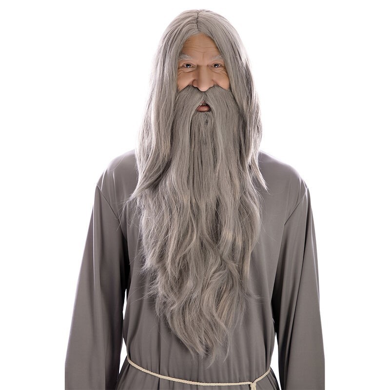 Peluca y barba mago gris Gandalf