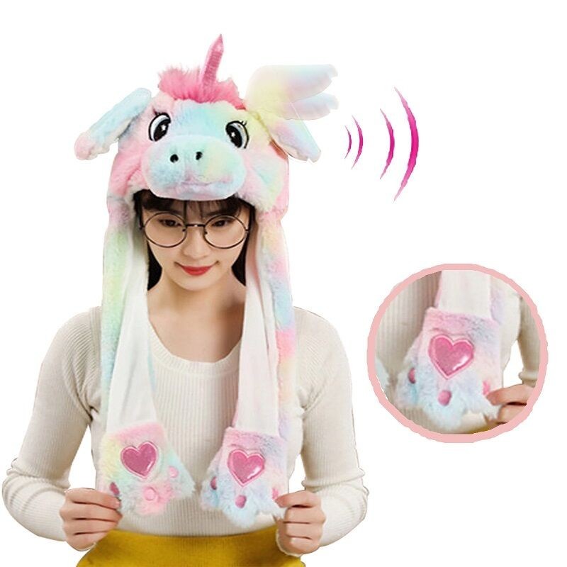 Gorro unicornio multicolor orejas moviles y con luz