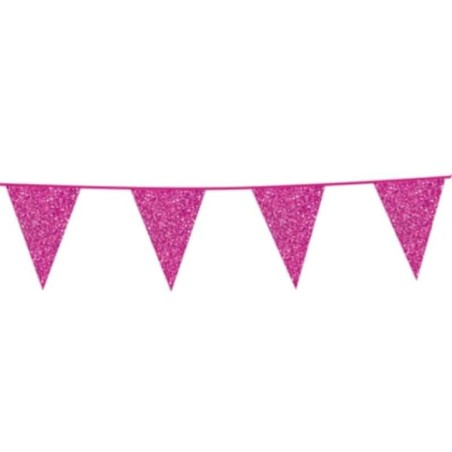 Banderin triangular fucsia glitter 6 metros 5712735017349 1734WE