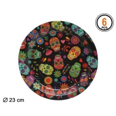 Platos catrina muerte mexicana 6 uds 23 cm 8422259798293 79829AT