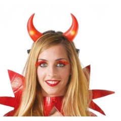 Diadema luz demonio cuernos rojos diablesa-El Informal