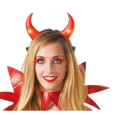 Diadema luz demonio cuernos rojos diablesa-El Informal