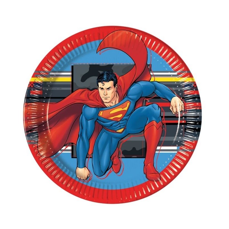 Platos Superman para cumpleaños 8 ud 23 cm