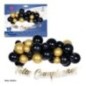 Set Globos negros y oro con feliz cumpleaños oro