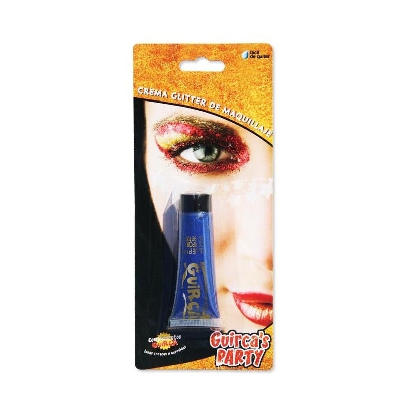 Maquillaje glitter azul