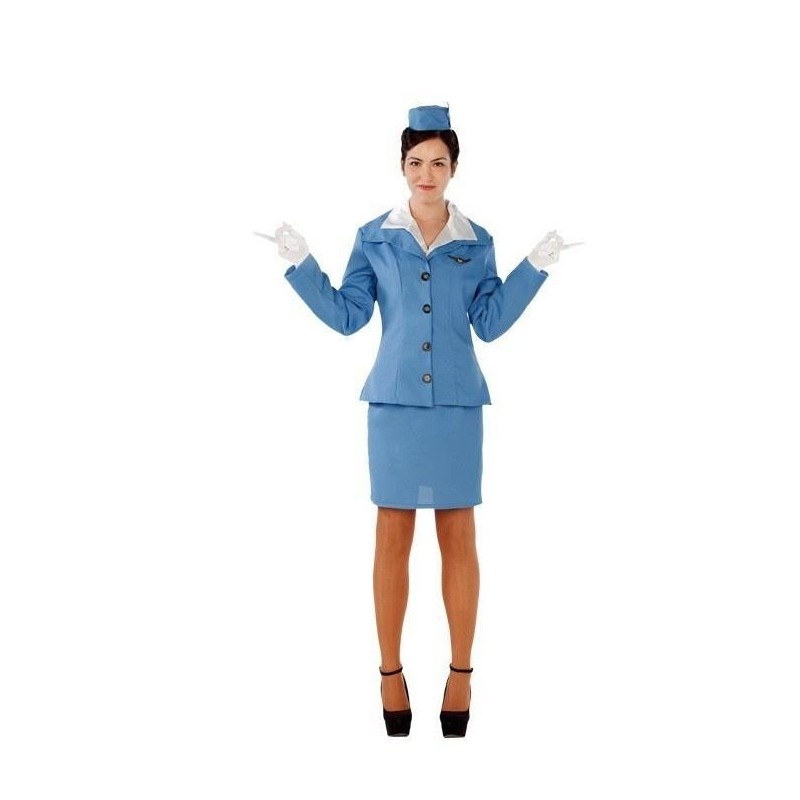 Disfraz azafata azul chica talla ML mujer