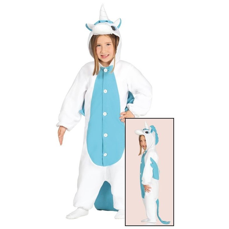 Disfraz unicornio pijama azul para niña