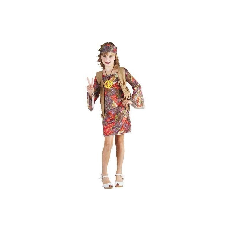 Disfraz Hippie niña vestido talla 10-12 años