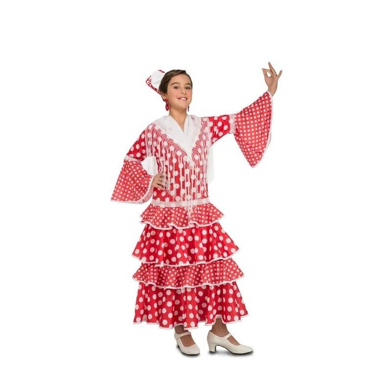 Disfraz sevillana rojo infantil tallas