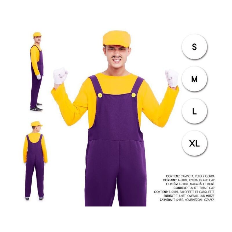 Disfraz fontanero morado tallas adulto