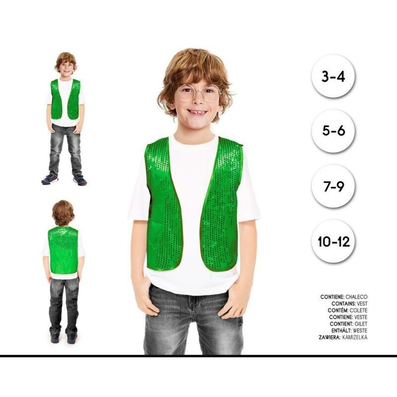Chaleco lentejuelas verde infantil para niño tallas